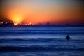 Surfer at sunset Royalty Free Stock Photo