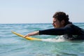 Surfer surfboarding in the sea Royalty Free Stock Photo