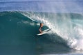 Surfer Surfing Backdoor Pipeline in Hawaii Royalty Free Stock Photo