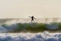 A surfer surfing at Betty`s Bay beach in the Western Cape, South Africa Royalty Free Stock Photo