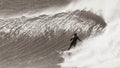 Surfer Surfing Cold Wave Sepia Royalty Free Stock Photo