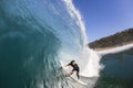 Surfer Surfing Inside Wave
