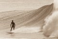 Surfer Surfing Sepia Wave Action