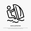 Surfer, Surfing, Water, Wind, Sport Line Icon Vector Royalty Free Stock Photo