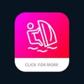 Surfer, Surfing, Water, Wind, Sport Mobile App Button. Android and IOS Line Version