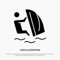 Surfer, Surfing, Water, Wind, Sport solid Glyph Icon vector Royalty Free Stock Photo