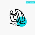 Surfer, Surfing, Water, Wind, Sport turquoise highlight circle point Vector icon Royalty Free Stock Photo