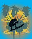 Surfer in tropical background Royalty Free Stock Photo