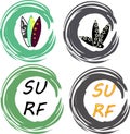 Surfer vector set. Vintage surf elements.