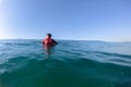 Surfer Waiting Blue Ocean Horizon Royalty Free Stock Photo