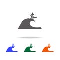 surfer on the wave icon. Element of Beach holidays multi colored icons for mobile concept and web apps. Thin line icon for website