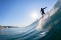 Surfer Wave Ride Silhouetted Rear Water Photo Royalty Free Stock Photo