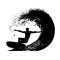 Surfer on the wave vector illustration Royalty Free Stock Photo
