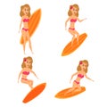 Surfer woman poses