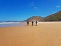 Surfers on the beach at Praia Vale Figueiras in Portugal