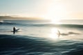 Surfers board summer ocean swimming. Generate Ai Royalty Free Stock Photo