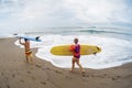 Surfers with board Royalty Free Stock Photo