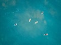 Surfers on boards waiting for wave Royalty Free Stock Photo