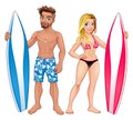 Surfers boy and girl