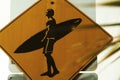 Surfers crossing sign in Encinitas, California Royalty Free Stock Photo