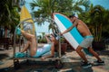 Surfers having fun Royalty Free Stock Photo