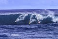 Surfers Large Wave Waimea Bay North Shore Oahu Hawaii Royalty Free Stock Photo