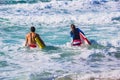 The surfers on municipal beach in Dubai