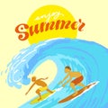 Surfers in the Ocean during Summer