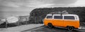 Surfers Orange Van on Bells beach - Australia Royalty Free Stock Photo