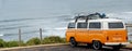 Surfers Orange Van on Bells beach - Australia Royalty Free Stock Photo