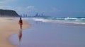 Surfers Paradise. City view from a beach, Gold Coast, Queensland, Australia. Royalty Free Stock Photo