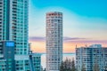 Surfers Paradise QLD Australia - 9 July 2023: Highrise buildings, apartment blocks and upmarket hotels overlooking the beach on Royalty Free Stock Photo