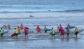 Surfers Paradise on the Queensland Gold Coast a class of windsurfers move into the waves