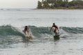 Surfers riding the waves in Sri Lanka