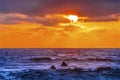 Surfers Sunset La Jolla Shores Beach San Diego California Royalty Free Stock Photo