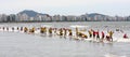 Surfers try to beat their own record of 100 surfer