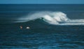 Surfers wait the wave in the ocean Royalty Free Stock Photo