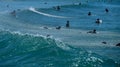 Surfers waiting for Wave and surfing Royalty Free Stock Photo