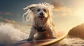 Surfing Adventure Awaits Close-Up of a Funny Chinese Crested Dog - Generative AI