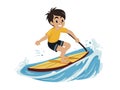 Surfing Adventures - Spirited Boy on the Waves Royalty Free Stock Photo