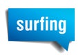 Surfing blue 3d speech bubble