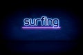 Surfing - blue neon announcement signboard