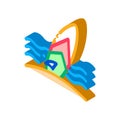 Surfing Board On Seaside isometric icon vector illustration