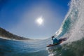 Surfing Body-Boarder Bottom Wave Royalty Free Stock Photo