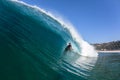 Surfing Body-Boarder Tube Ride Wave Water Royalty Free Stock Photo