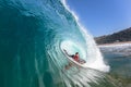 Surfing Body-Boarder Tube Ride Wave Water Royalty Free Stock Photo