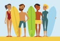 Surfing character set Royalty Free Stock Photo