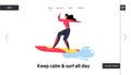 Surfing Competition, Woman in Swimwear Riding Surf Boards by Waves. Sportswoman Sparetime, Sport Activity