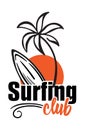 Surfing concept for shirt or logo, print, stamp.