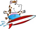 Surfing Cow Vector Royalty Free Stock Photo